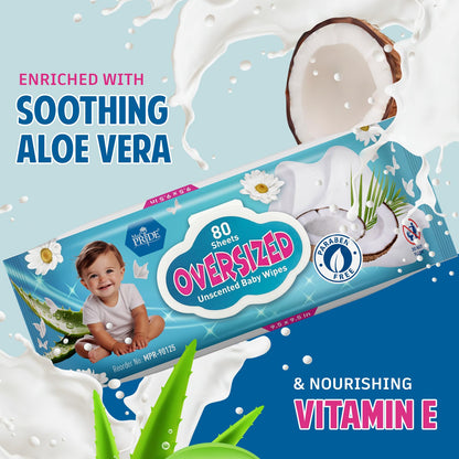 Oversized Unscented Alcohol-Free Baby Wipes – 9.5" × 9.5"
