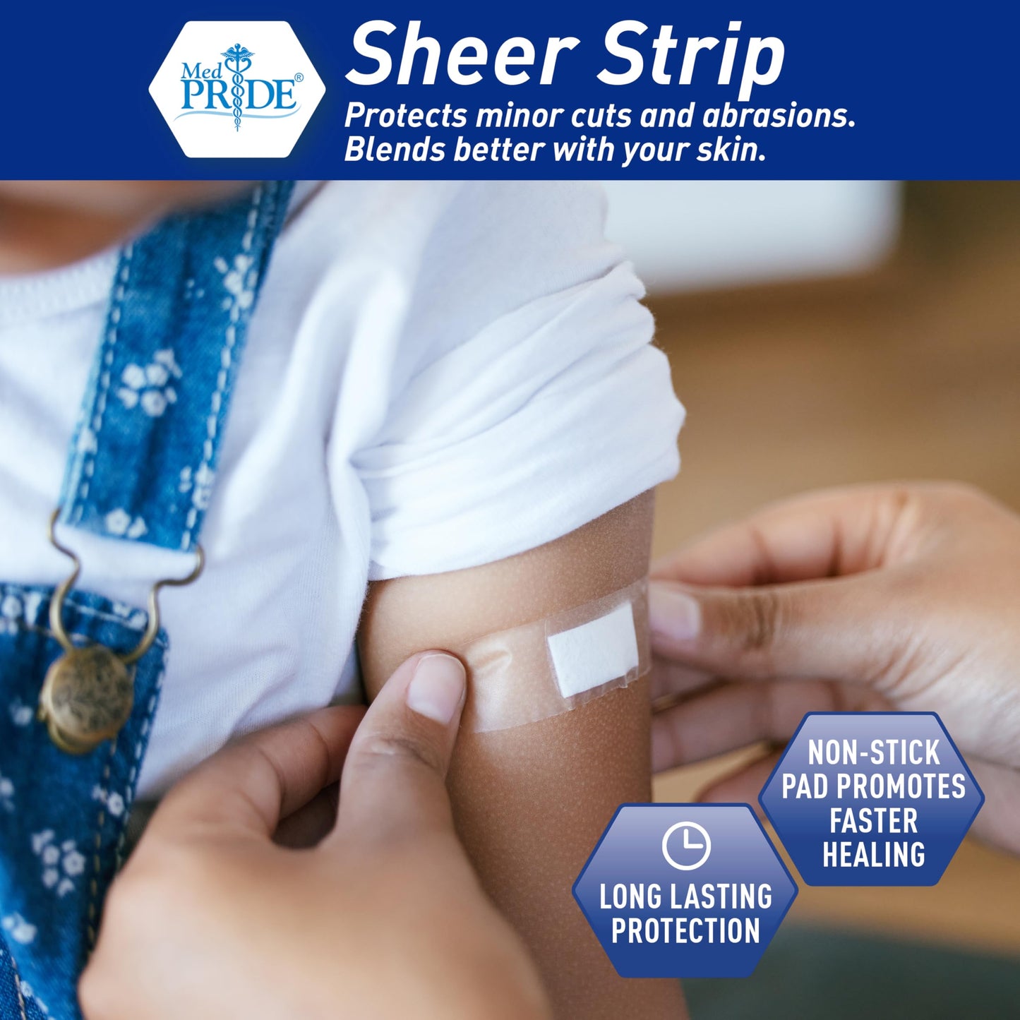 Sheer Plastic Adhesive Bandages – Sterile, Hypoallergenic, 100ct