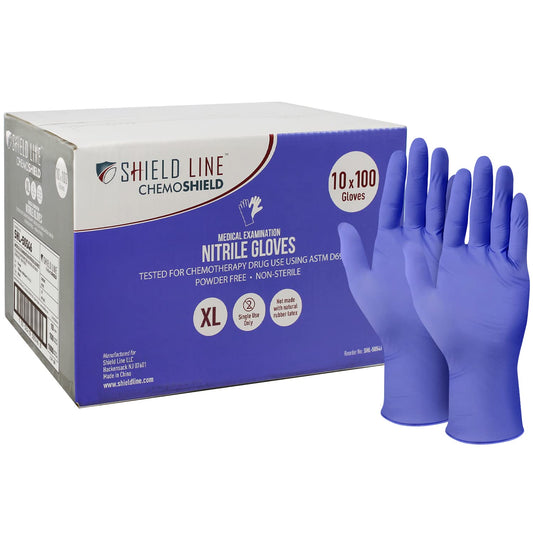 Shield Line Nitrile Medical Exam Gloves Chemotherapy Rated Powder Free XL 1000