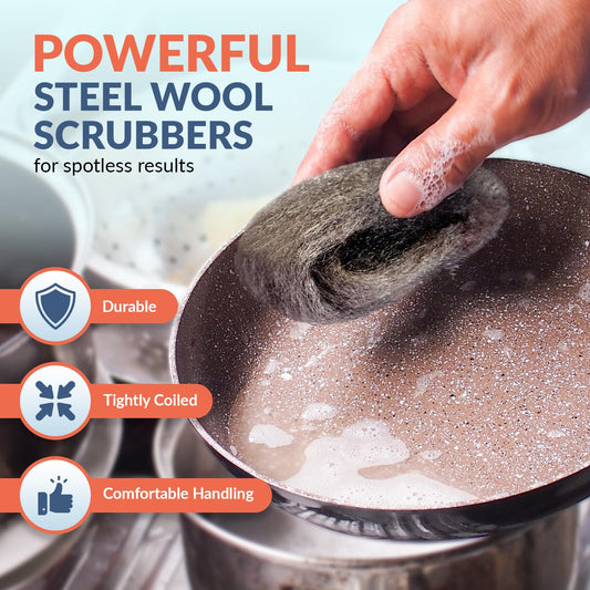 Steel Wool Scrubbing Pads Heavy Duty Cleaning Pads