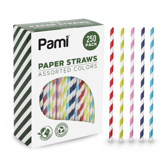 Compostable Paper Drinking Straws – Assorted Colors