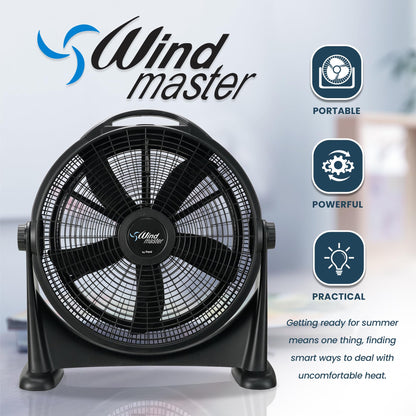 20” High Velocity Floor Fan Turbo 3 Speed Portable