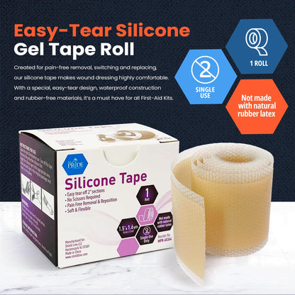 Silicone Scar & Wound Tape Roll – 1.5" × 1.6 yd, Waterproof, Latex-Free