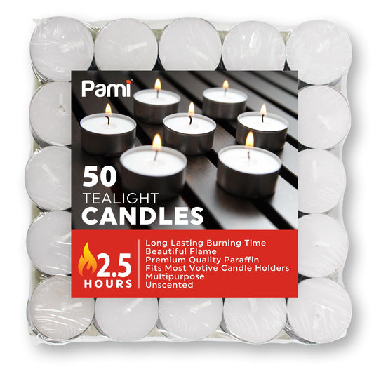 Tealight Candles – 2.5 Hour Burn Time, 50 Pack