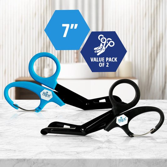 7.5" Trauma Shears – Fluoride-Coated EMT Scissors with Clip, 2 Pk