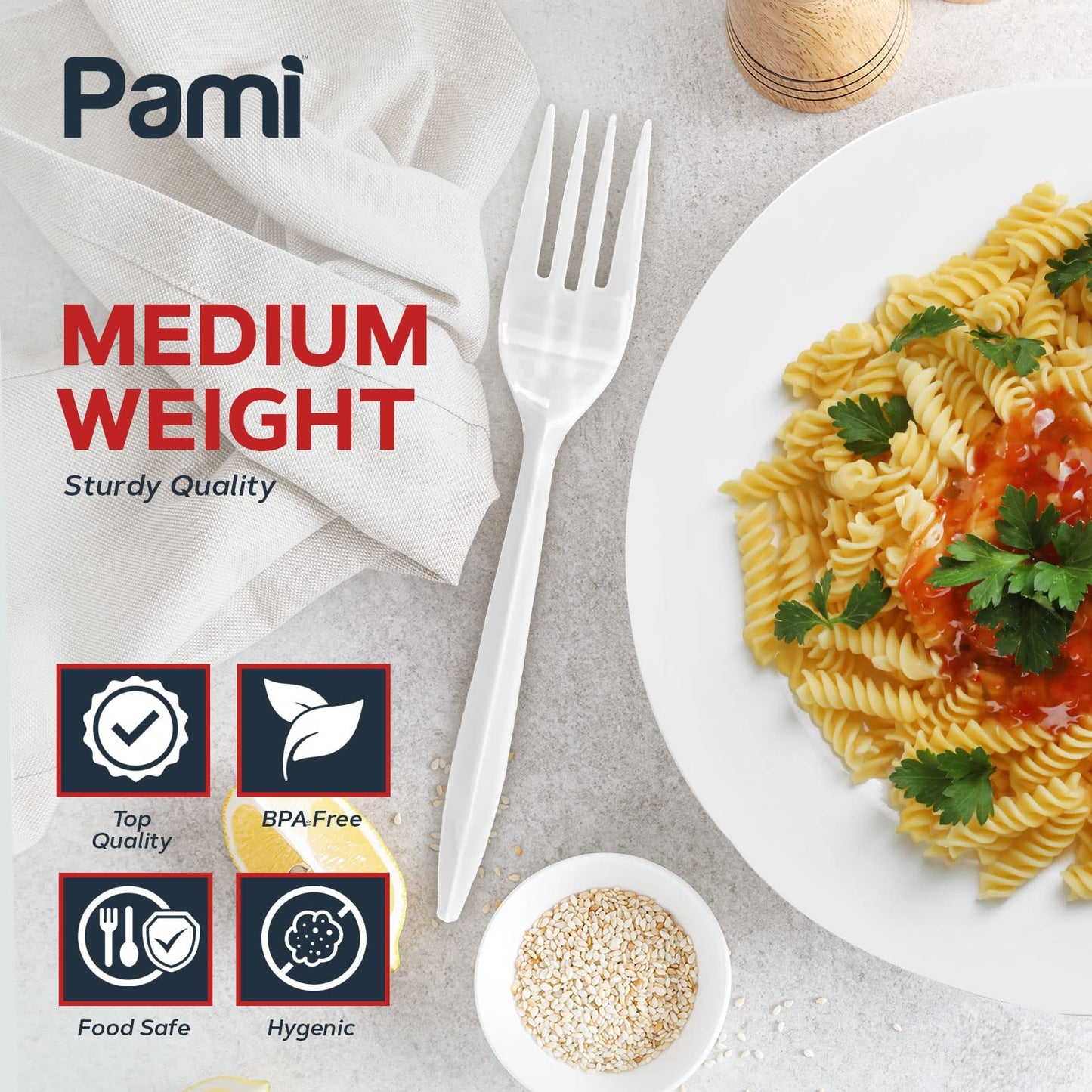 Individually Wrapped Medium-Weight Disposable White Plastic Utensils 1000ct