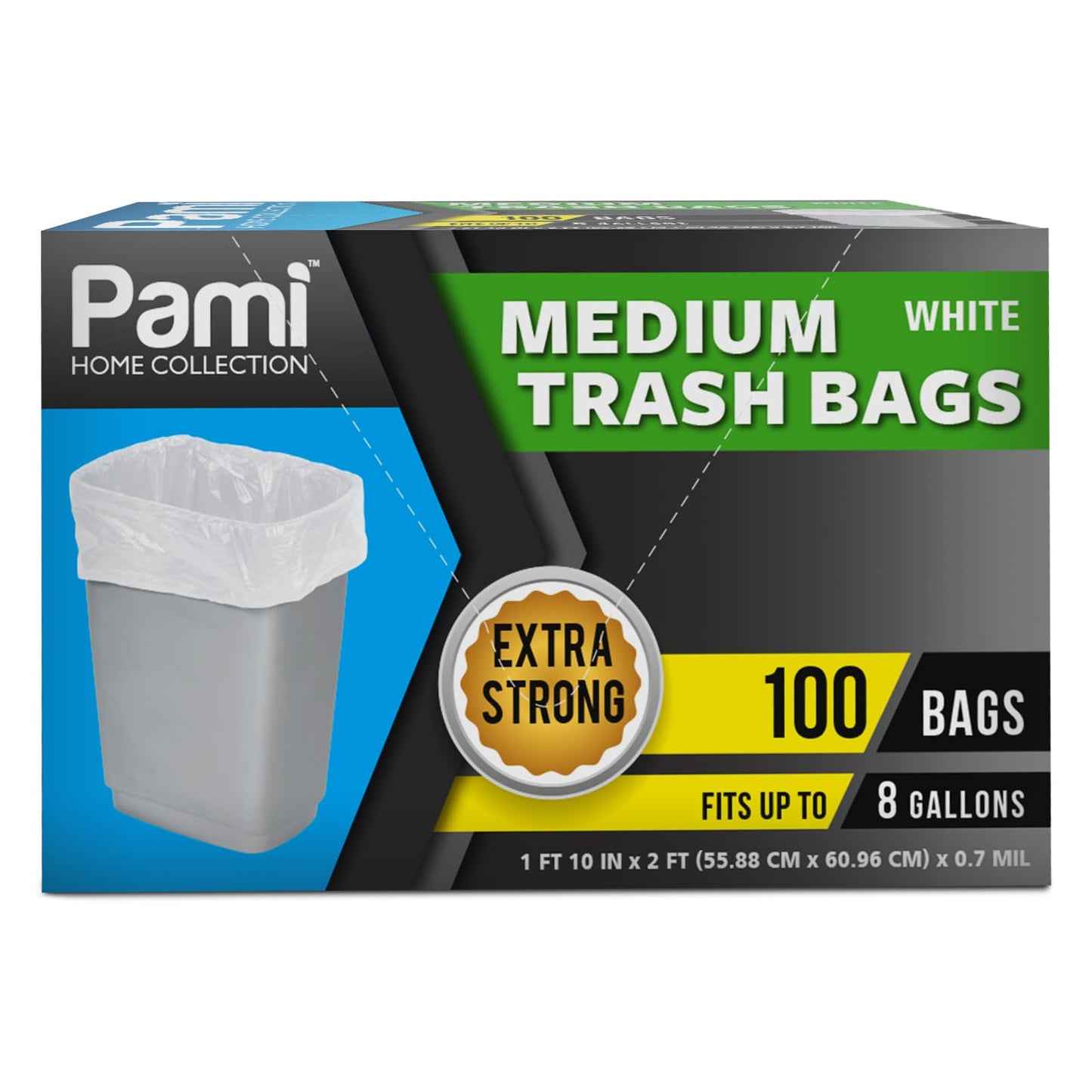 Medium 8-Gallon Trash Bags White – Box of 100ct
