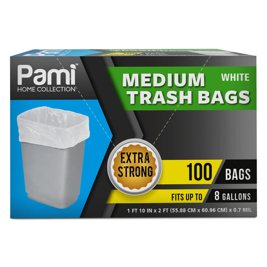 Medium 8-Gallon Trash Bags White – Box of 100ct