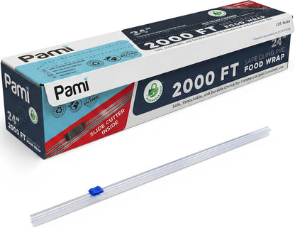 Plastic Cling PVC Food Wrap 2000 FT With Slide Cutter