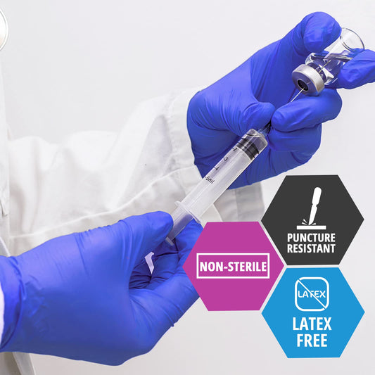 Blue Nitrile Medical Examination Gloves - Powder-Free - 50ct Box