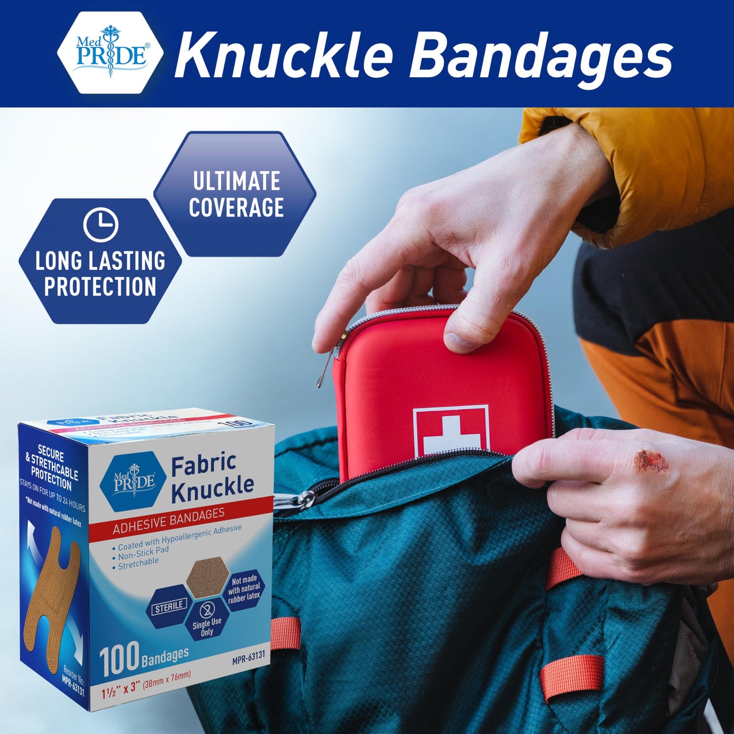 Sterile Fabric Fingertip & Knuckle Adhesive Bandages – 100ct