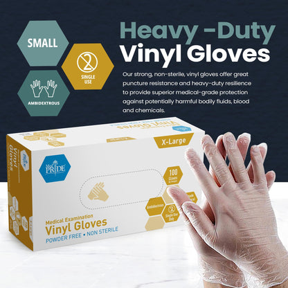 Disposable Vinyl Exam Gloves XL 1000ct Latex Free Powder Free Clear