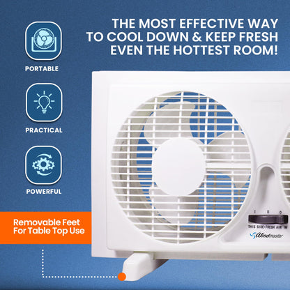 Portable 9” Twin Window Fan - White