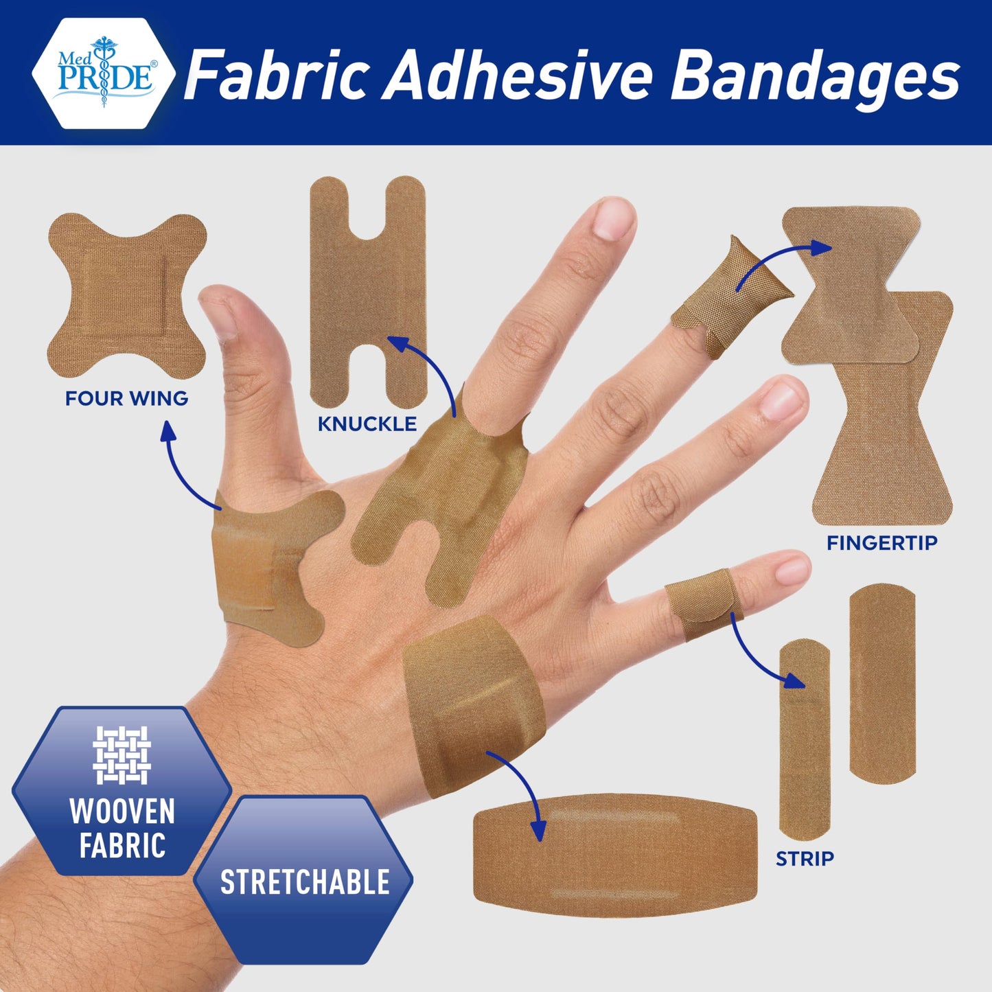 Sterile Flexible Fabric Adhesive Bandages – 2" × 4.5", 50 Ct