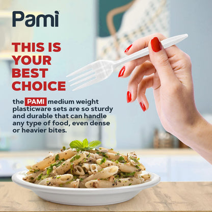 Individually Wrapped Medium-Weight Disposable White Plastic Utensils 1000ct