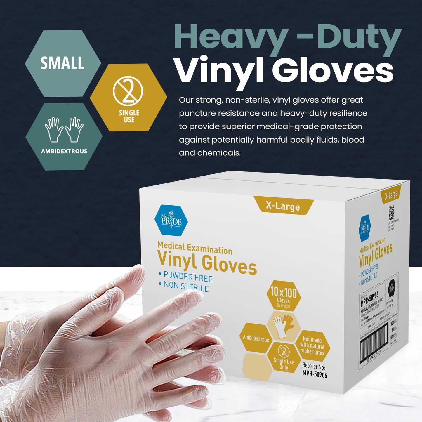 Disposable Vinyl Exam Gloves XL 1000ct Latex Free Powder Free Clear