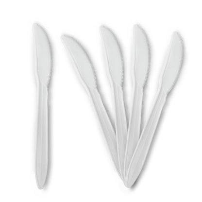Medium-Weight Disposable Plastic Utensils – White Forks, Spoons & Knives 400-Pack