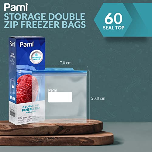Gallon Size Double zip Freezer Bags - Pack of 60