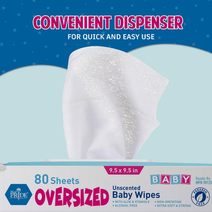 Oversized Unscented Alcohol-Free Baby Wipes – 9.5" × 9.5"