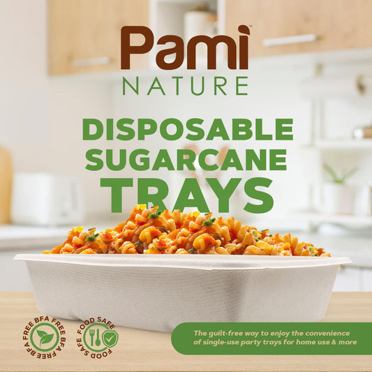 9x12” Compostable Bagasse Food Trays – Biodegradable, 250ct