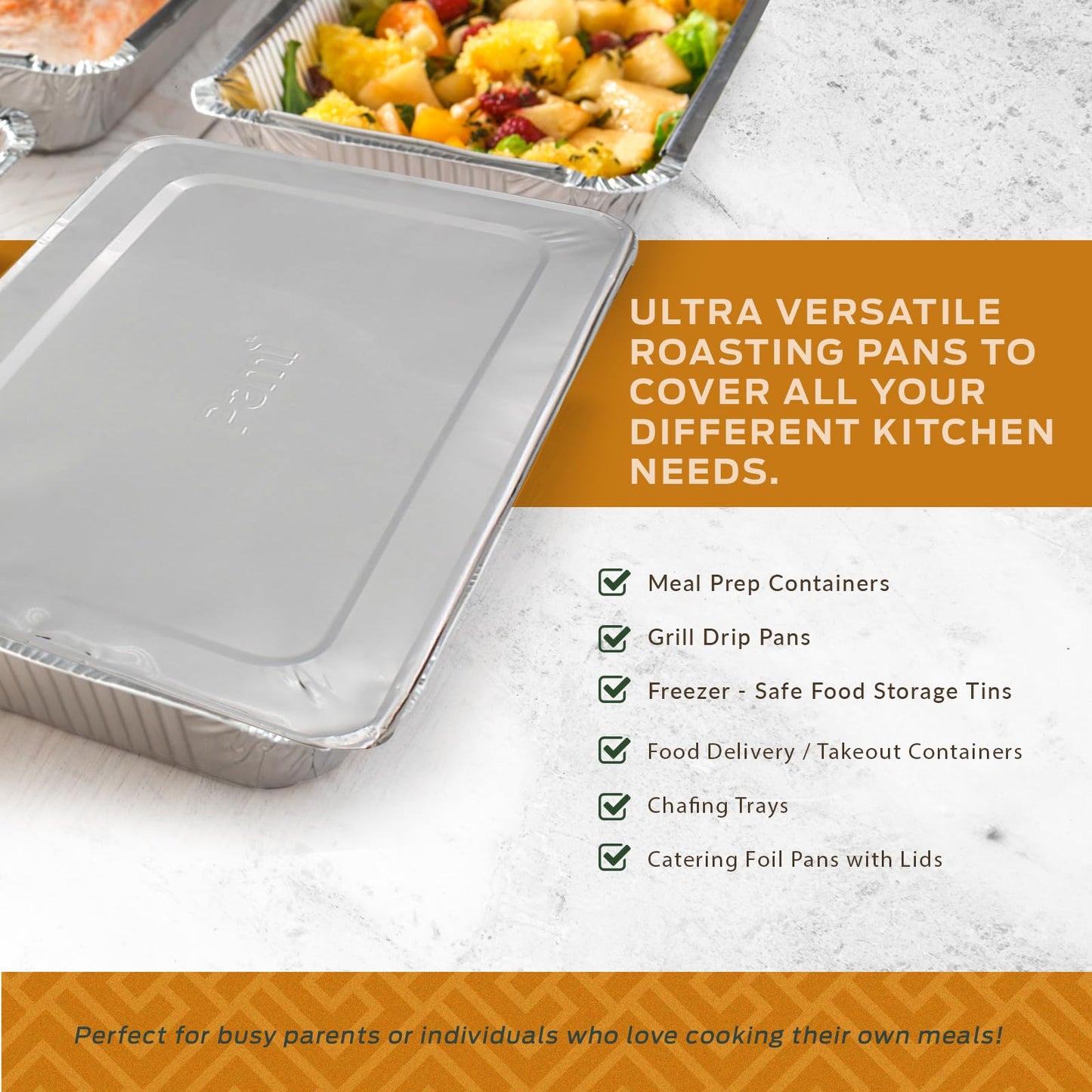 20" X 13" Aluminum Foil Pans – Full-Size Deep With Lids, 10 Pack