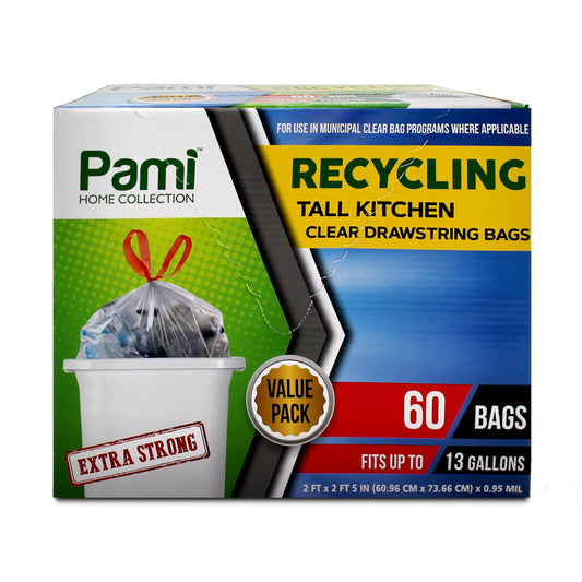 13 Gallon Drawstring Recycling Trash Bags - Extra Strong, 35 Pack