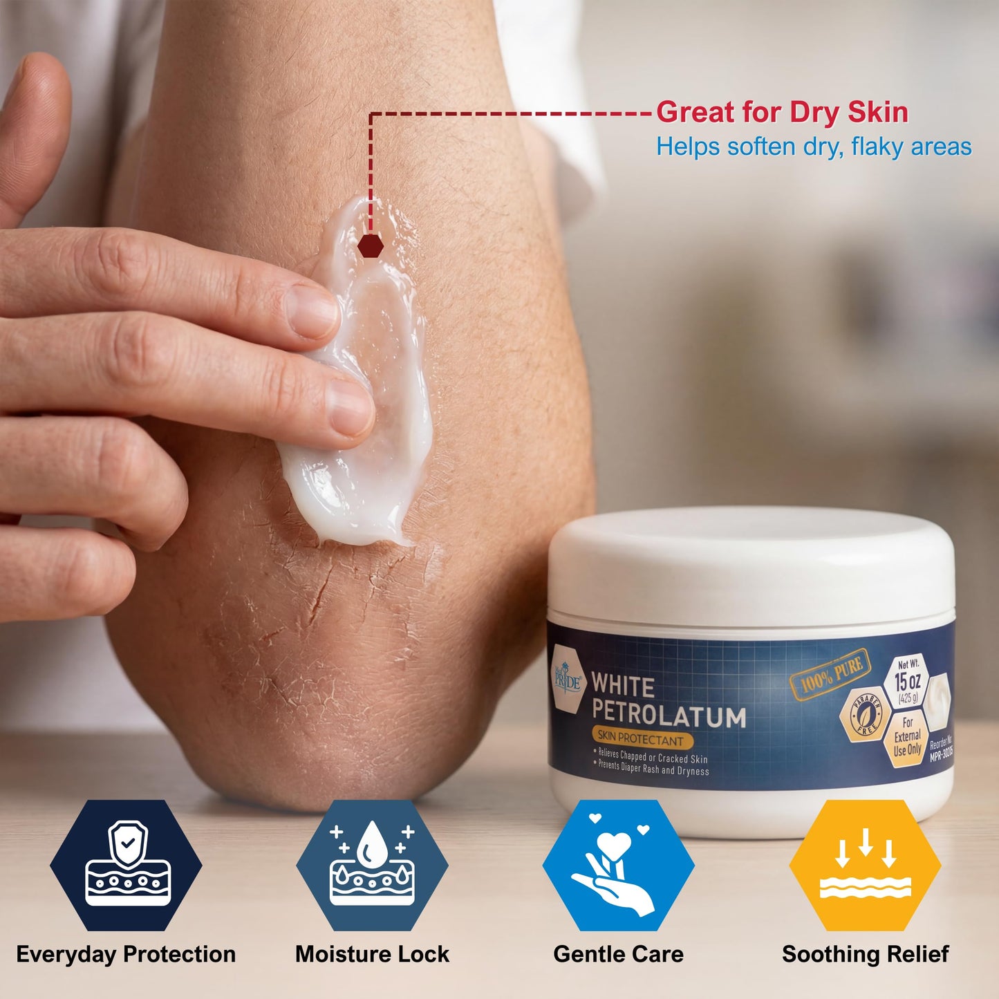 100% Pure White Petroleum Jelly – 15 oz Jar