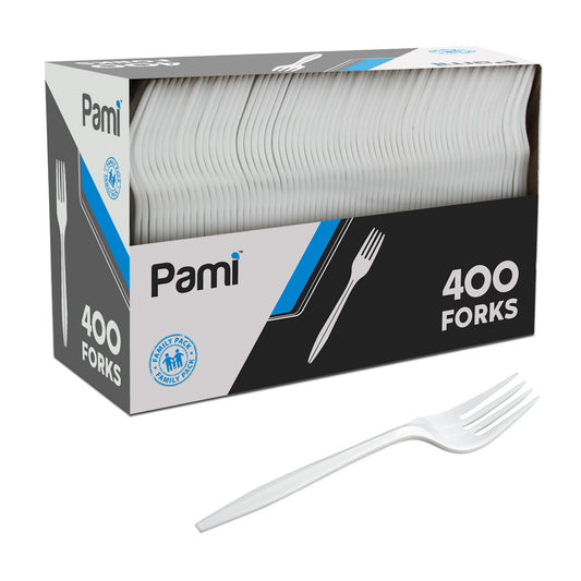 Medium-Weight Disposable Plastic Utensils – White, 400-Pack