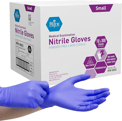 Blue Nitrile Medical Examination Gloves – Powder-Free - 100ct Box