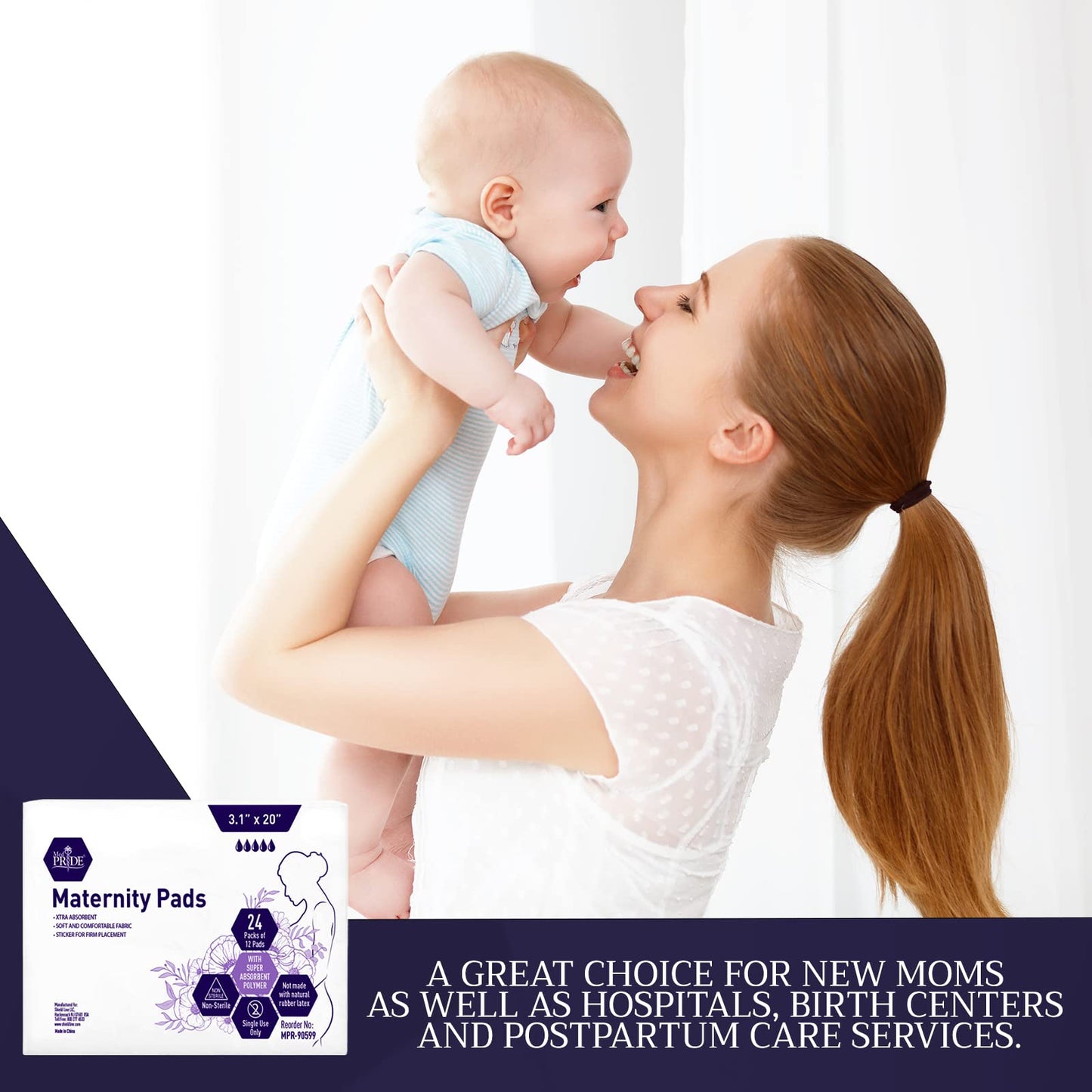 Maternity Pads – Extra Absorbent Postpartum Pads - 3.1" × 20"