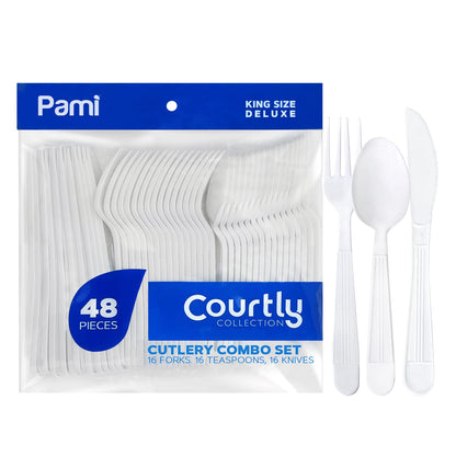 Heavy-Weight White Disposable Plastic Cutlery 50-Pack