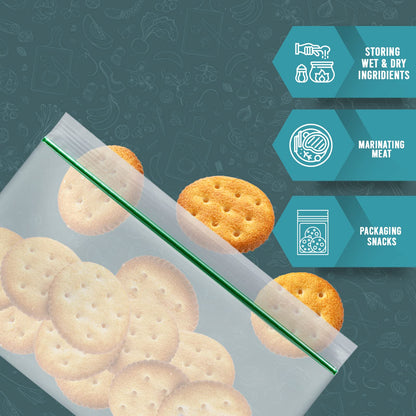 Plastic Zipper Snack Bags - Pack of 100