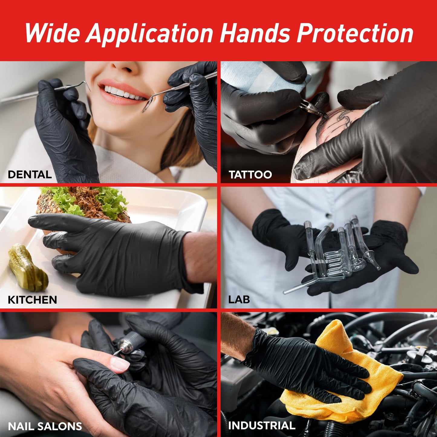 5 Mil Black Nitrile Examination Gloves, Chemo Compliant - Box of 100