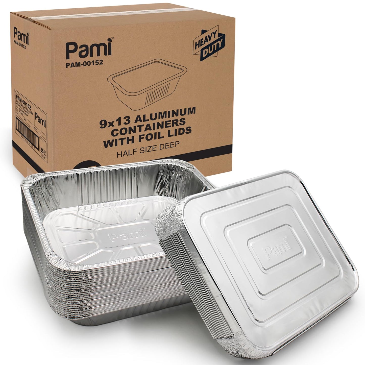 9" X 13" Aluminum Foil Containers With Lids – 25 Half-Size Deep Pans