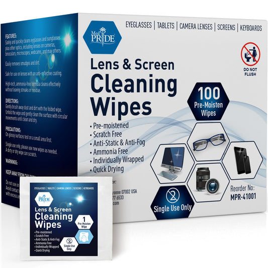 Lens & Screen Cleaning Wipes, Pre-Moistened - 400ct Box