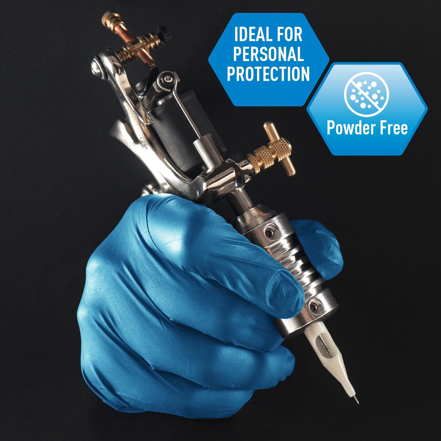 5 Mil Blue Nitrile Examination Gloves, Chemo Compliant - Box of 100
