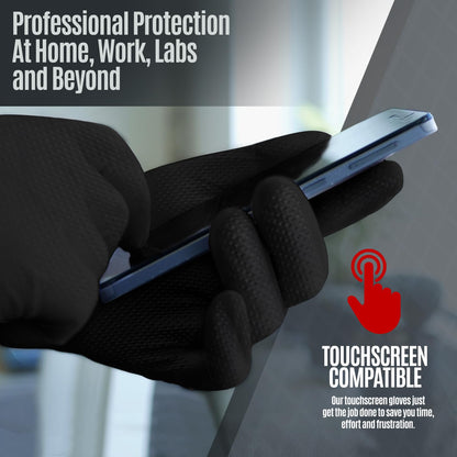 8 Mil Black Nitrile Gloves XL Powder Free Textured Touchscreen 1000ct