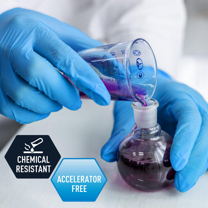 5 Mil Blue Nitrile Examination Gloves, Chemo Compliant - Box of 100