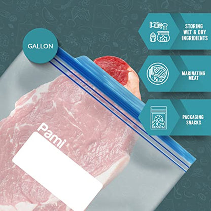 Gallon Size Double zip Freezer Bags - Pack of 60