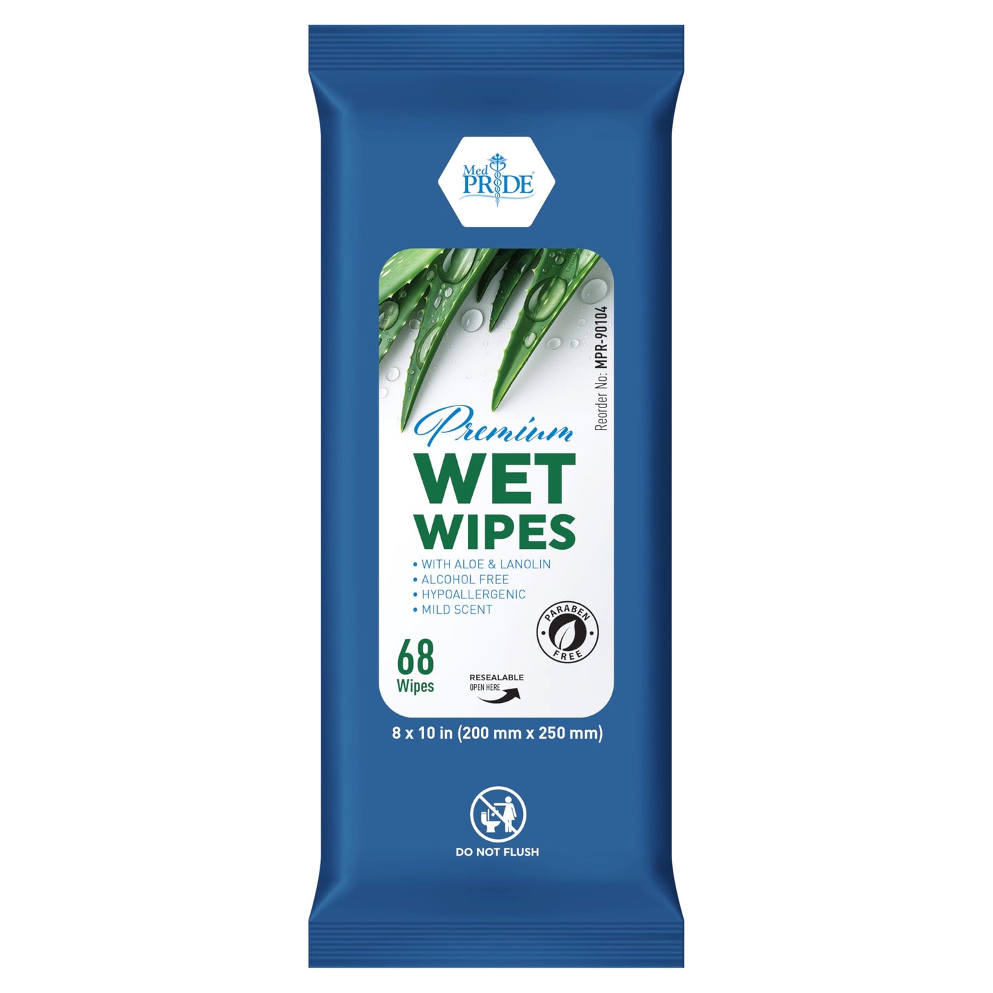 XL Premium Wet Wipes – 8" × 10", Aloe & Lanolin, Alcohol-Free