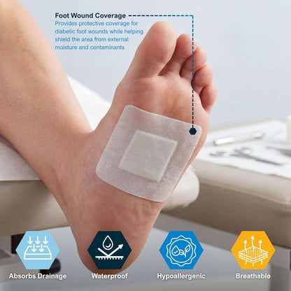 Sterile Waterproof Composite Wound Dressing Pads - Pack of 10