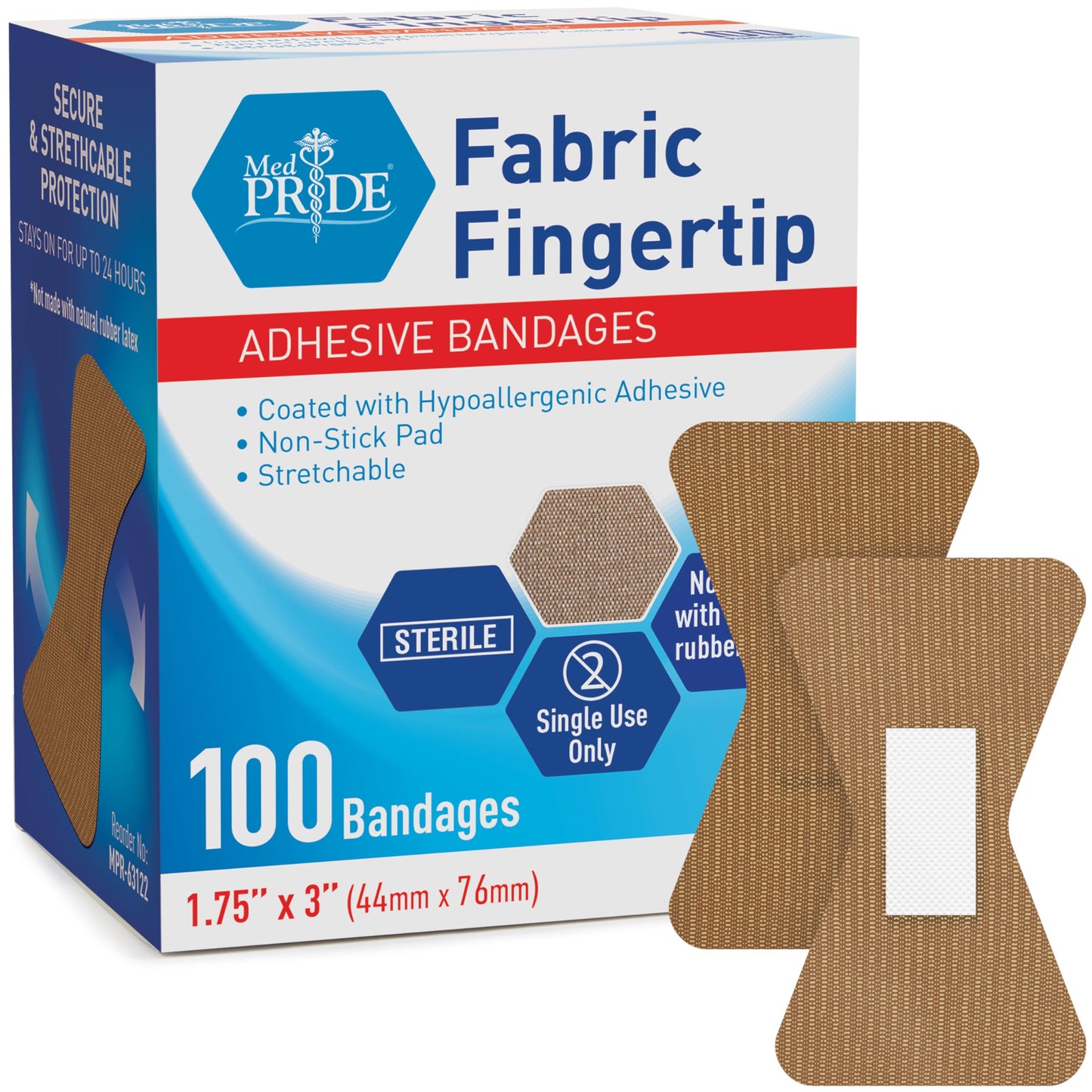Fabric Adhesive Fingertip Bandages Hypoallergenic - 1.75" × 3"