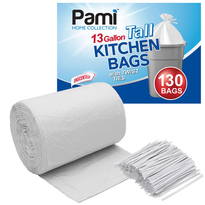 13 Gallon Tall Kitchen Trash Bags with Twist Ties