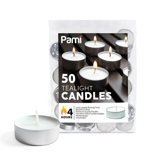 Tealight Candles – 4 Hour Burn Time, 50ct Bag