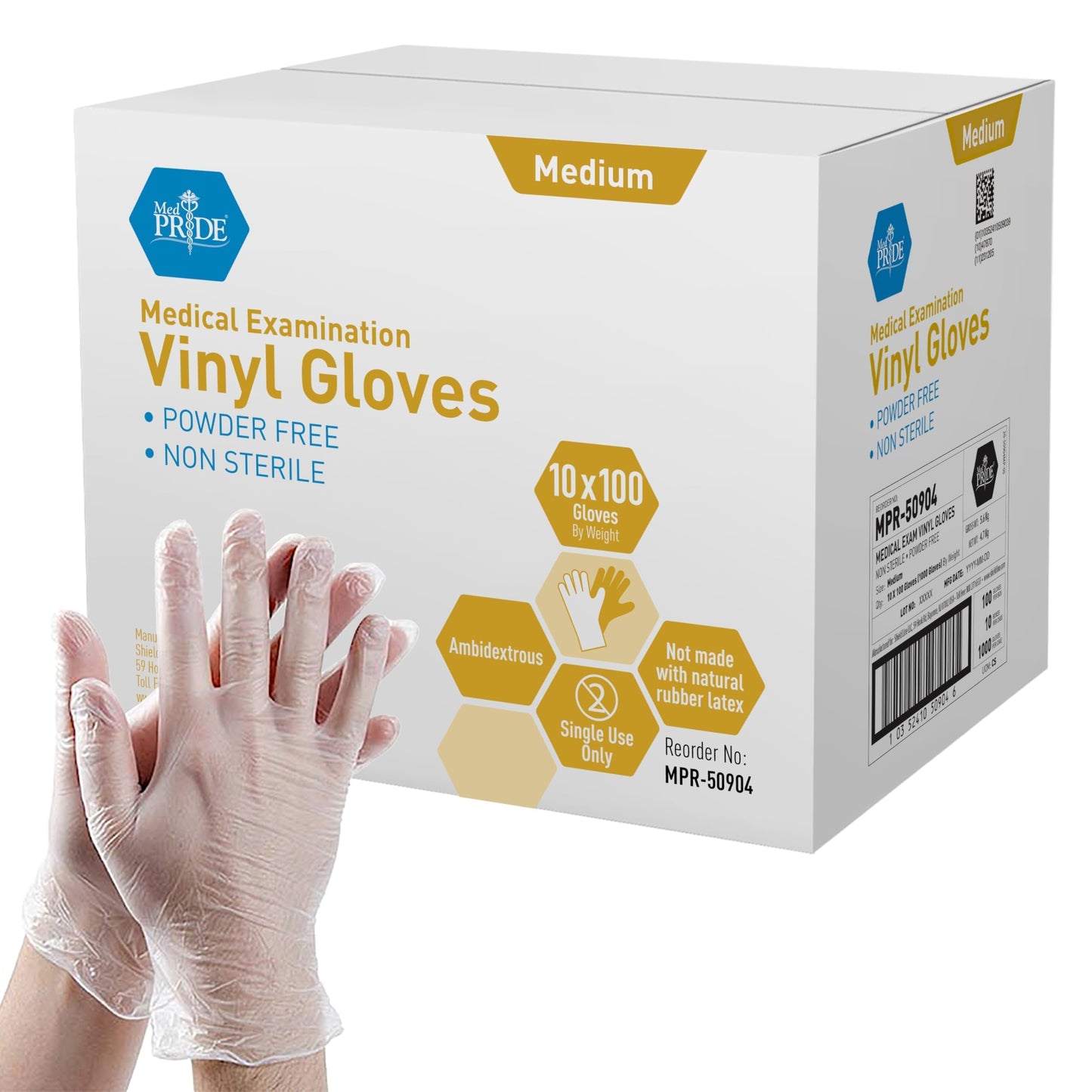 Powder Free Vinyl Exam Gloves Large 1000 Count