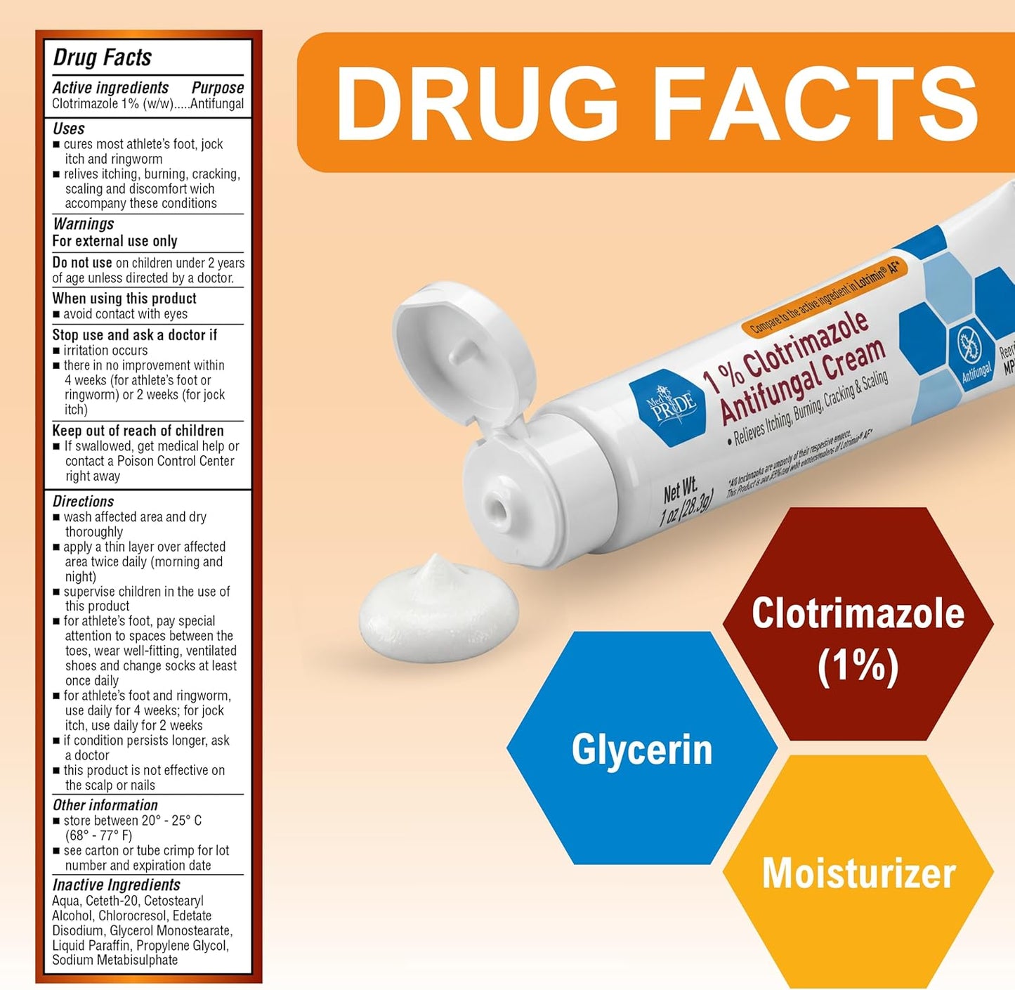 1% Clotrimazole Antifungal Cream – 1 oz Tube