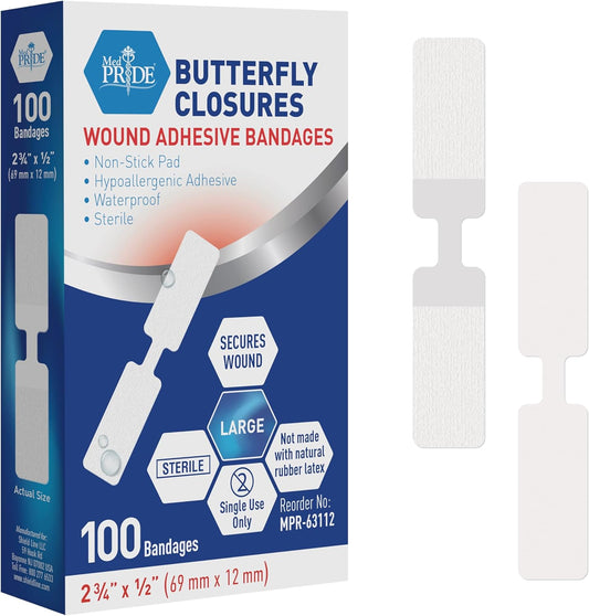 Butterfly Wound Closure Adhesive Bandages – Pack of 100