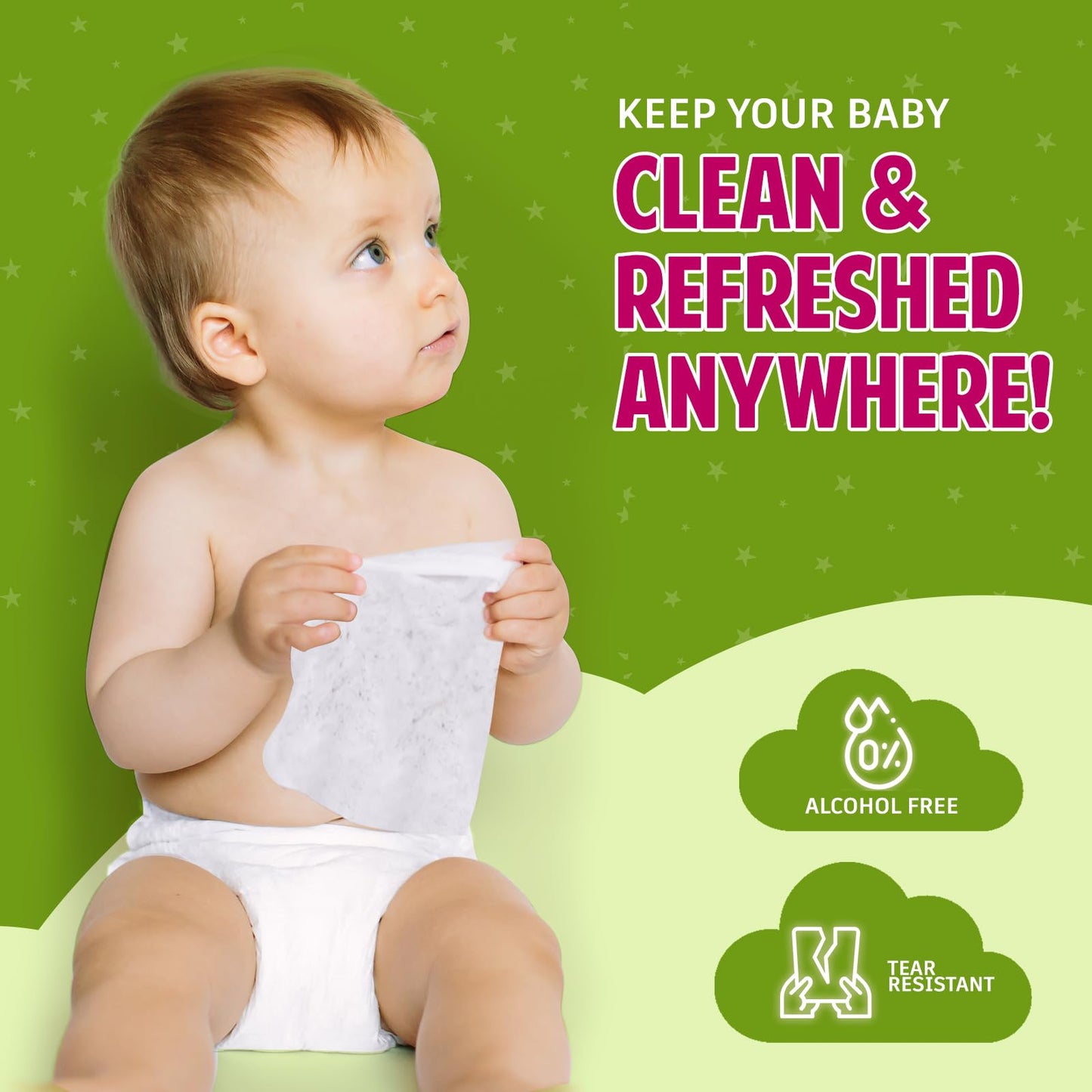 Oversized Scented Alcohol-Free Baby Wipes – 9.5" × 9.5"