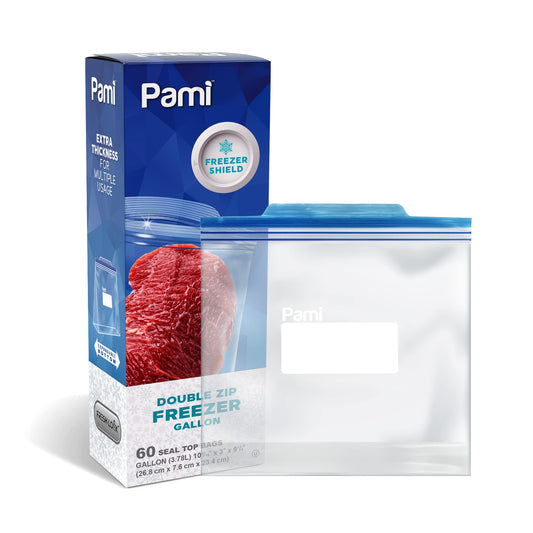 Gallon Size Double zip Freezer Bags - Pack of 60