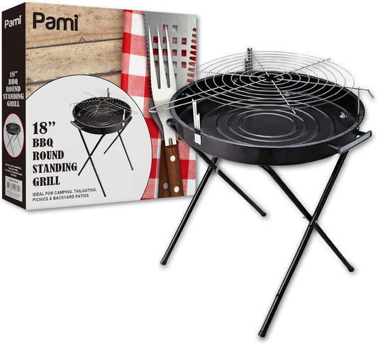 Portable Round Charcoal BBQ Grill with Stand